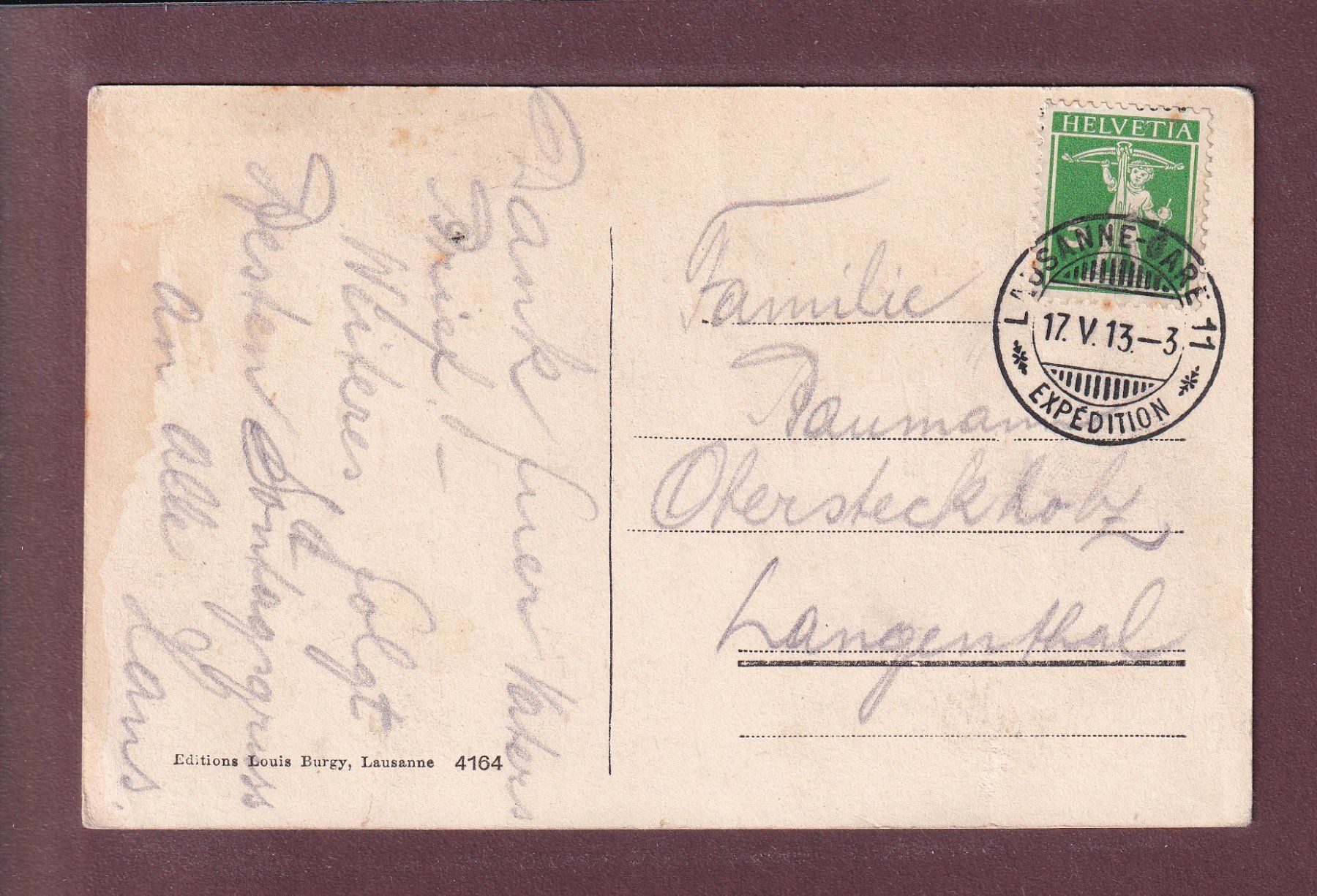 Cartes postales: LAUSANNE - Animation - 1913 // pli d'angle // – D'occasion à Pully par nicecards 1