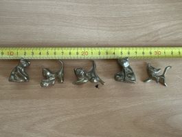 5 Stk. Vintage Messing Katzenfiguren