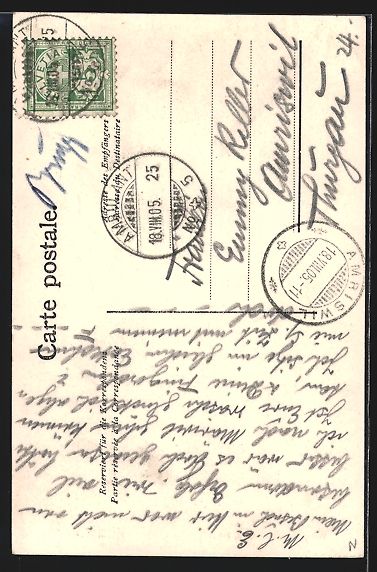 Cartoline postali: AK Brugg, Blick auf Schwarzer Turm, 1905 – Usato da Berlin venduto da bartko-reher 1
