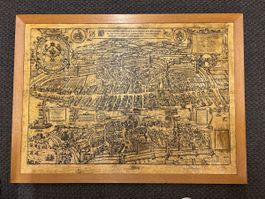 Historischer Stadtplan von Zürich, 16 Jh. gerahmt