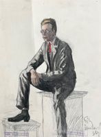Fritz Bernhard ORIGINAL ZEICHNUNG MISCHTECHNIK SIGNIERT