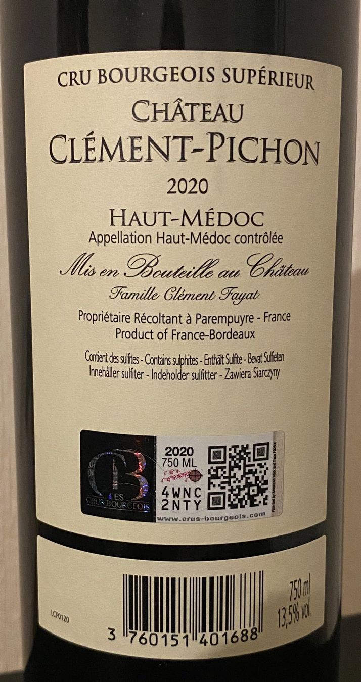 Vino: Chateau Clément-Pichon  2020 – Nuovo (secondo la descrizione) da Cully venduto da Forninho 2