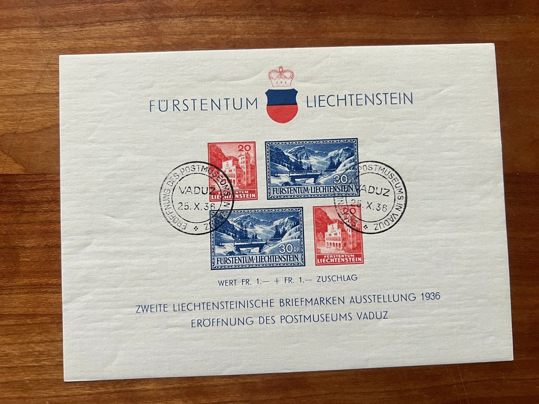Tutti i francobolli: FL Bl. 2 mit ET-Stempel, Postmuseum (A220) – Usato da Hinwil venduto da Sidi4