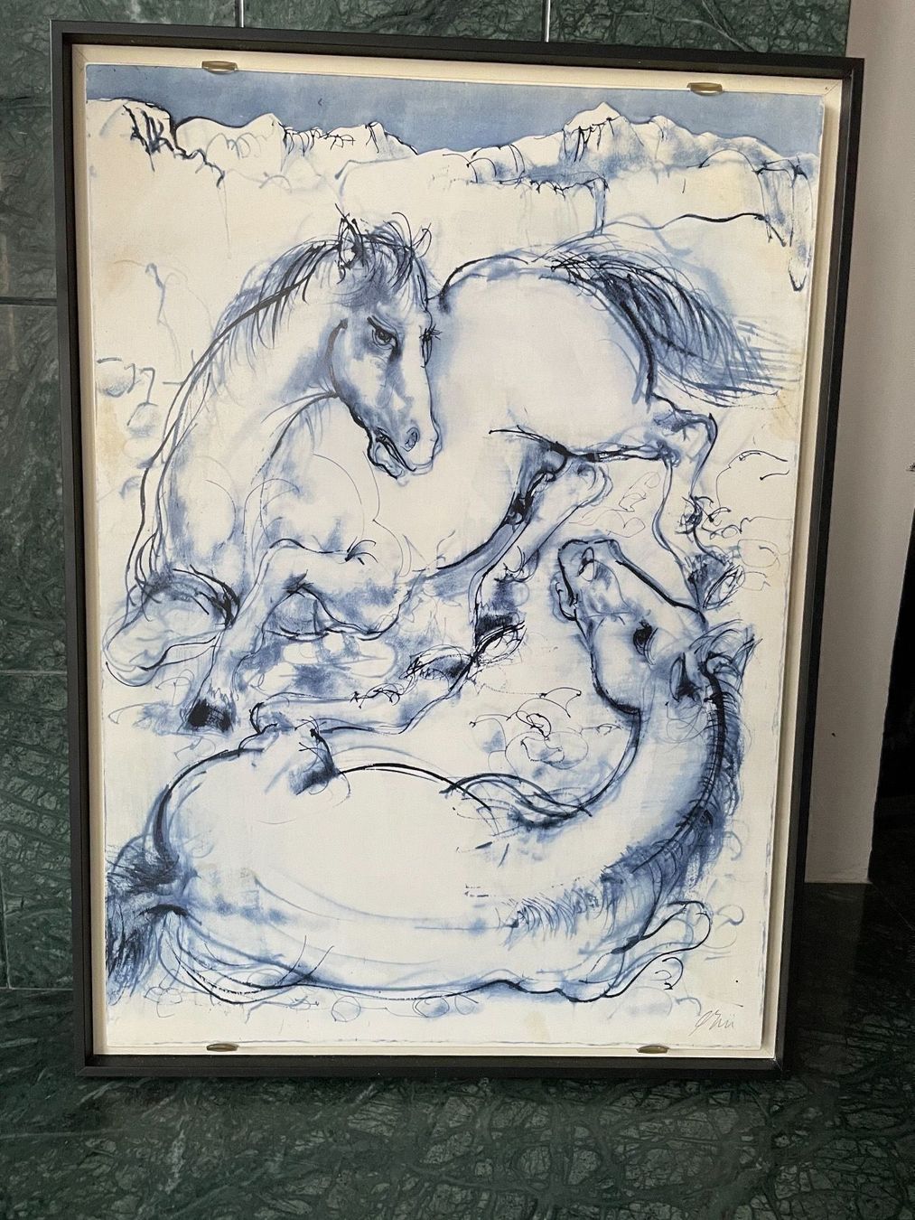 Grafiken & Lithographien: Hans Erni Céramique Rastendes Pferdepaar – Gebraucht aus Vallamand von Bricbracbroc82 1