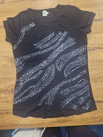 Schwarzes Shirt mit Paillettenmuster - Top Zustand, Gr. M