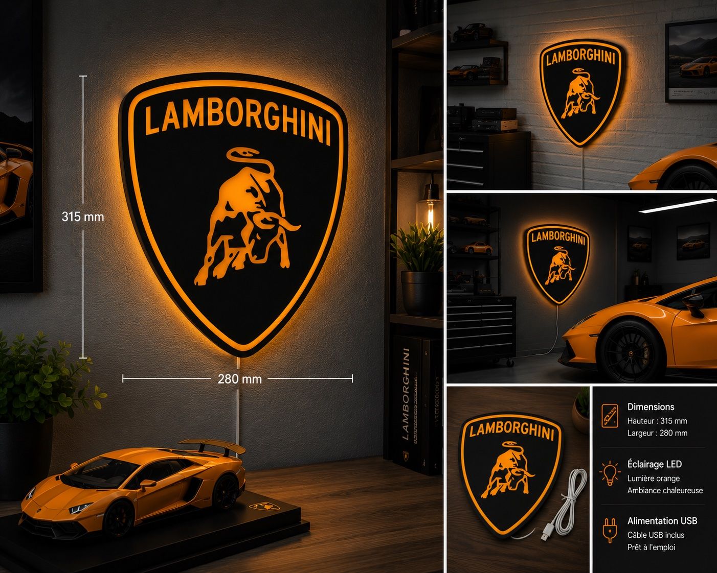 Lampade: Lightbox lampe led LOGO LAMBORGHINI – Nuovo (secondo la descrizione) da Vicques venduto da PAMB3D