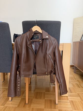 Kunstlederjacke braun Grösse S neu 