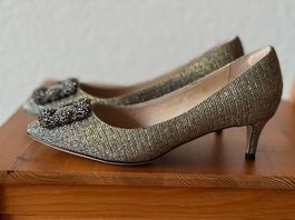 Pumps, Gr. 37, Silber mit Goldschimmer