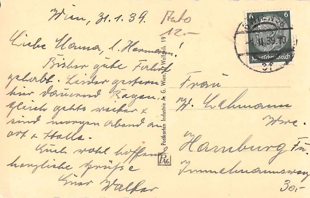 Ansichtskarten: WIEN 31.1.1939 - Graben mit OLDTIMERN – Gebraucht aus Lufingen von TopAnsichtskarten 1