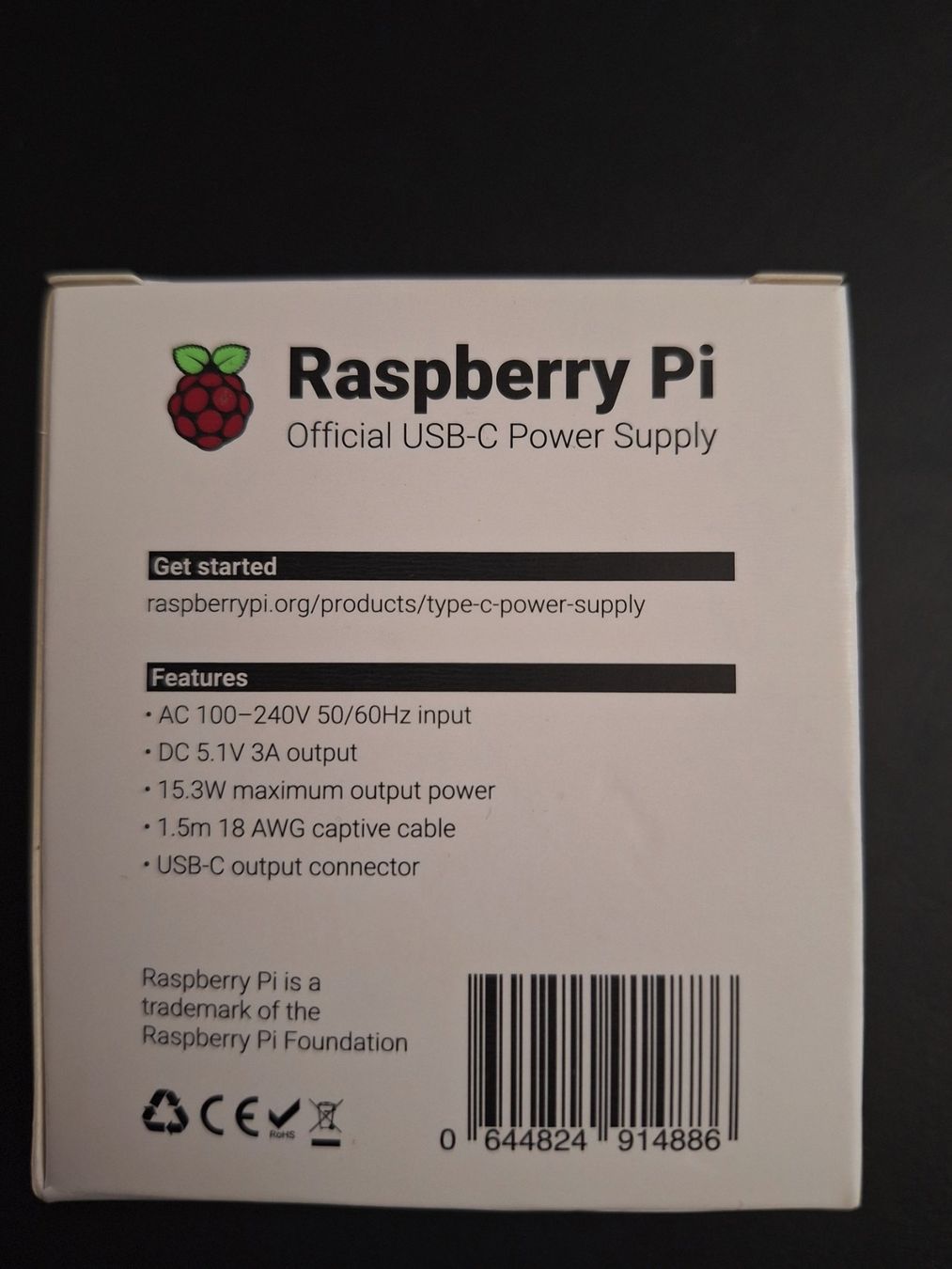 Caricabatterie: Netzteil 5V, 3A, USB-C, schwarz, Raspberry Pi – Nuovo e nell'imballaggio originale da Bülach venduto da Tvolvo