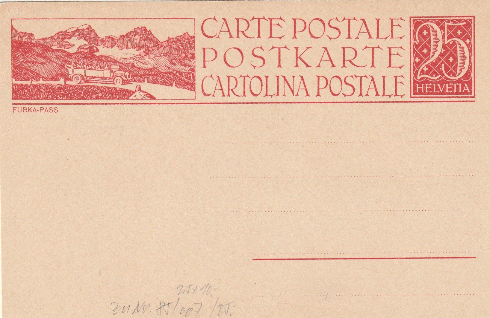 Alle Briefmarken: 25  Rp. Bild-GS-Pk Postauto Zu. Nr. 85/007 – Gebraucht aus Rorschacherberg von fratovi2