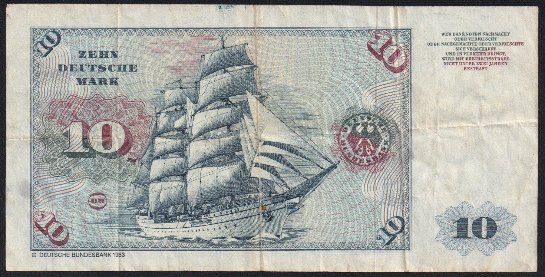 Banknoten: Deutschland 10 Mark 1980 – Gebraucht aus Brugg AG von banknoten_muesli 1