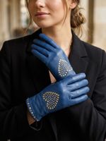 Uterque Lederhandschuhe Nieten Herz Kaschmir gefüttert