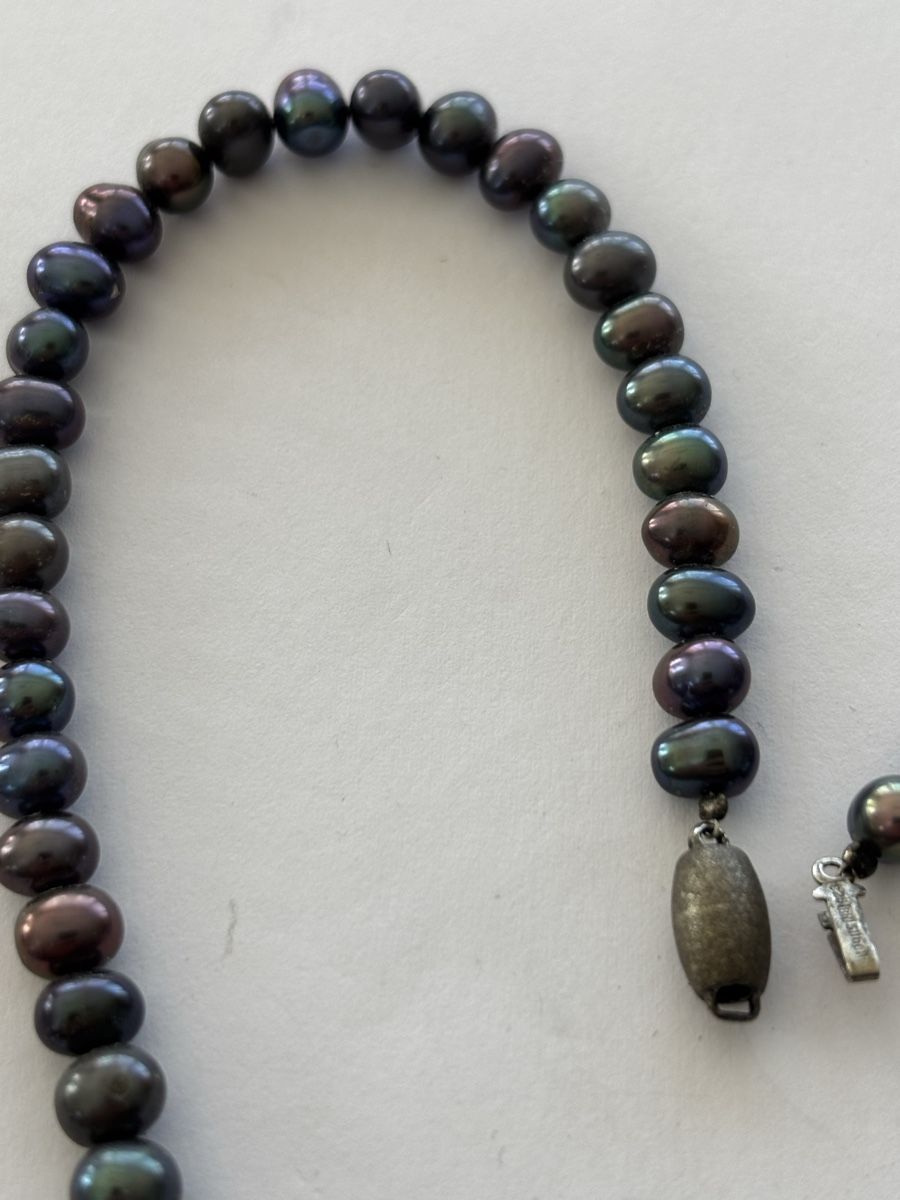 Catenine: Elegante Perlenkette Verschluss Silber 925 dunklem Anthrazit – Usato da Langnau am Albis venduto da flusspflege 3