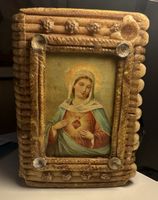 Alte Religiöse Wachsbuch 14cm, HeiligeMaria und Jesuskind.🙏