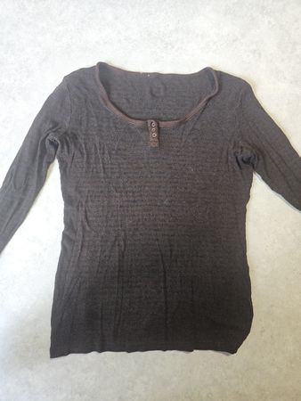 Pull manches longues  rayé brun taille M