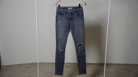 Levis 711 Skinny Jeans Used Ripped Optik Slim Straight