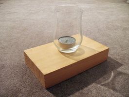 Windlicht Glas plus Teelicht Kerze Silber gross