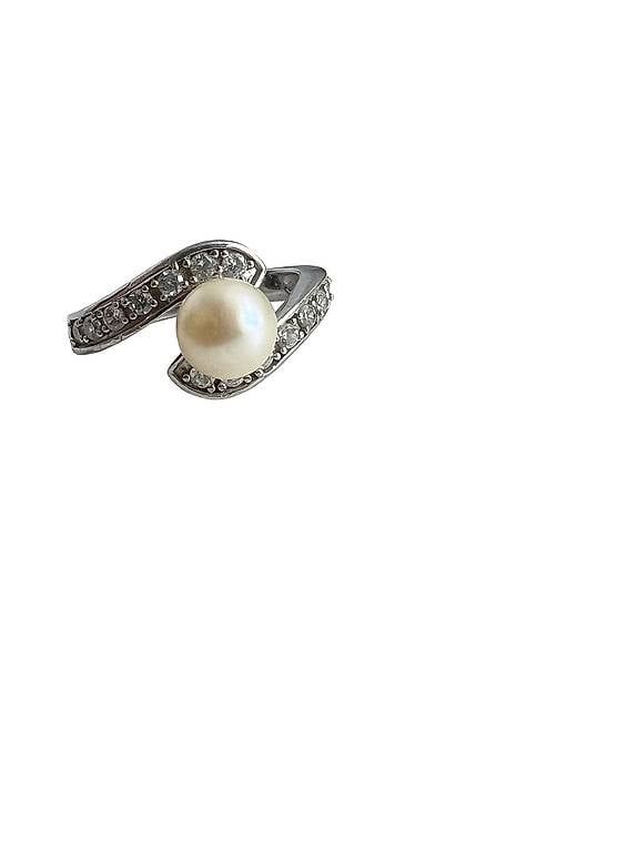 Anelli: 925 Sterling Silber Ring mit Perle & Schmucksteinen – Usato da Egerkingen venduto da mel_gyl6