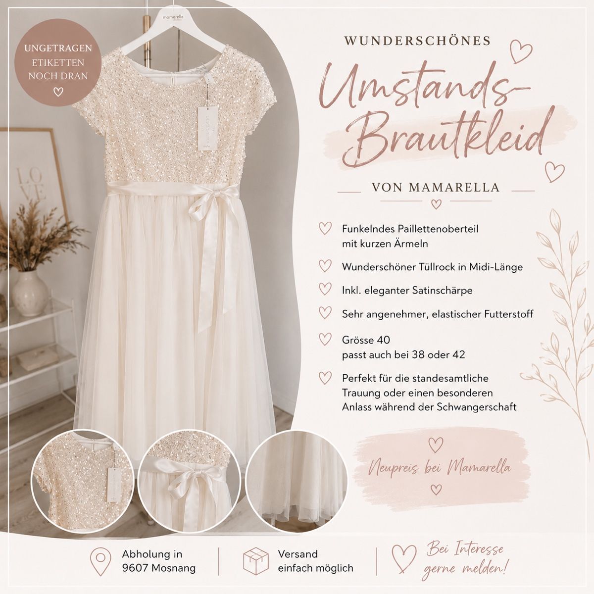 Kleider: Umstands-Brautkleid von Mamarella – Neu und originalverpackt aus Mosnang von pic_h88l 2