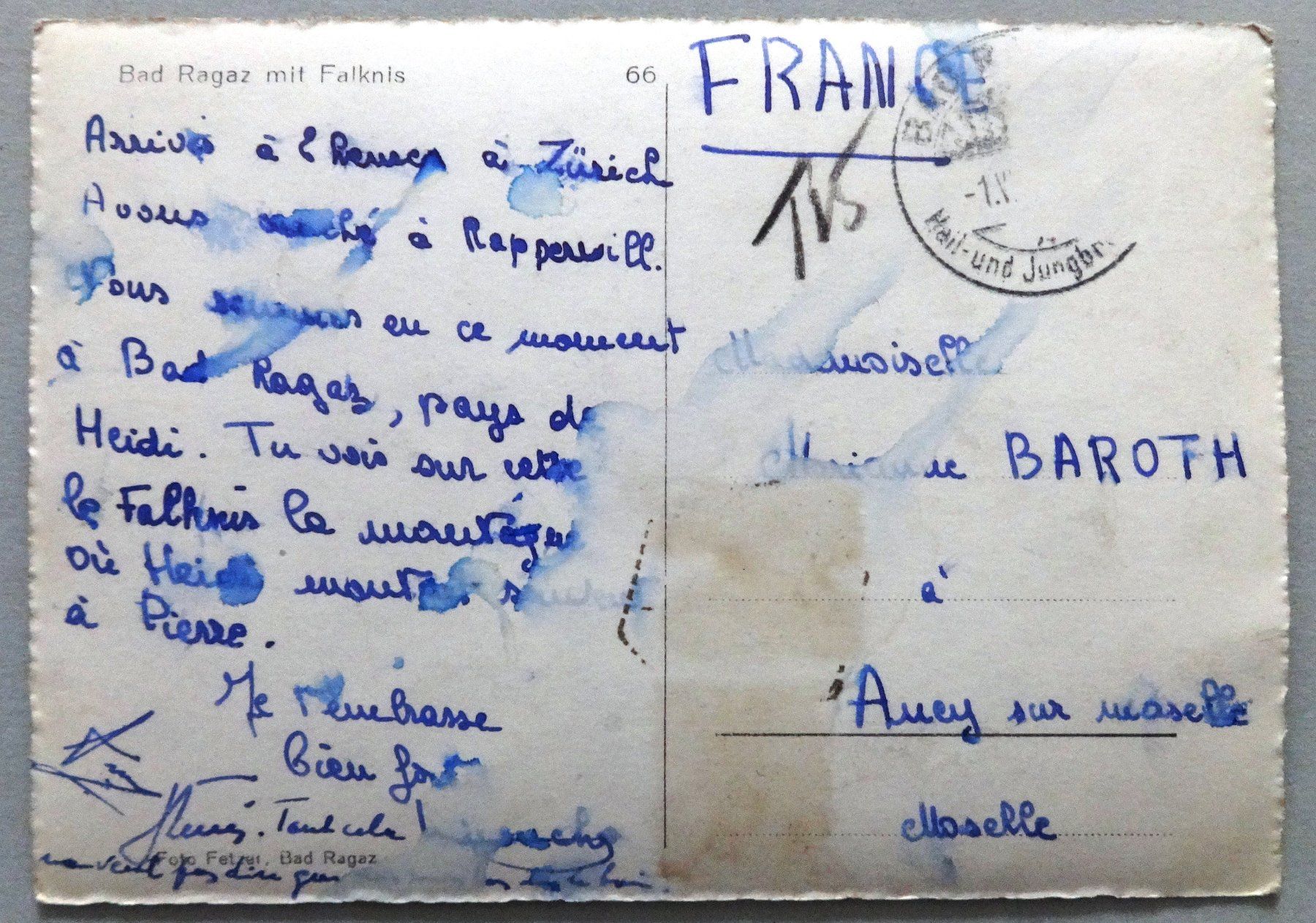 Cartoline postali: Bad Ragaz mit Falknis – Difettoso da Fétigny venduto da Billy2miny 1