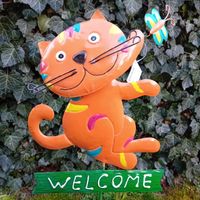 Willkommensschild Katze