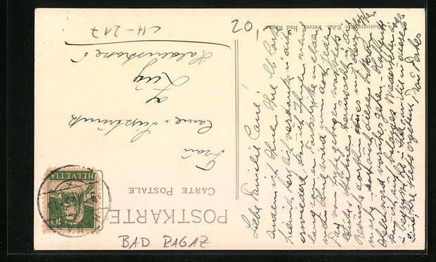 Cartoline postali: Bad Ragaz, Ortspartie mit Passanten und  – Usato da Berlin venduto da bartko-reher 1