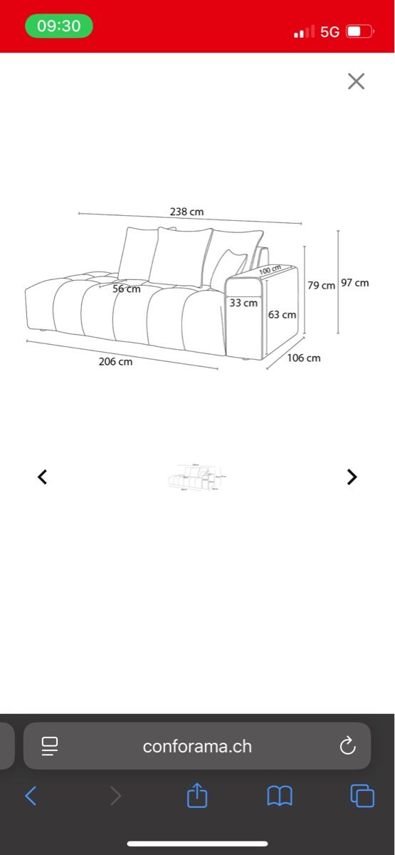Conforama Sofas: Sofa Bobochic - velours vert - conforama – Neu (gemäss Beschreibung) aus Ayer von mmt_8bk7 3