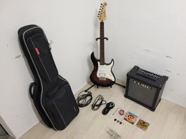 Yamaha Pacifica E-Gitarre mit Lautsprecher und Zubehör