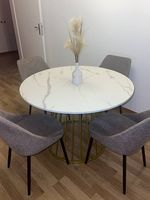 Esstisch Holz Rund 110 cm - Marmor Weiss & Gold !!!TOP!!!