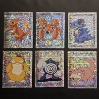 6× Vintage Prism-Holo Pokémon Stickers von Merlin | 1999