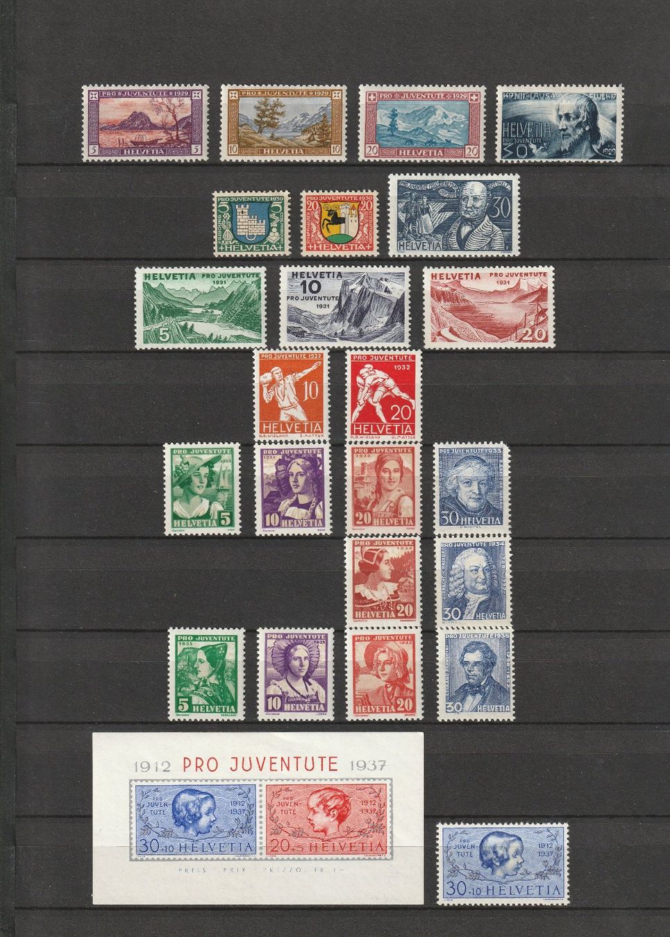 Tutti i francobolli: Pro Juventute 1912 - 1955 - postfrisch – Usato da Basel venduto da chrisKB 1