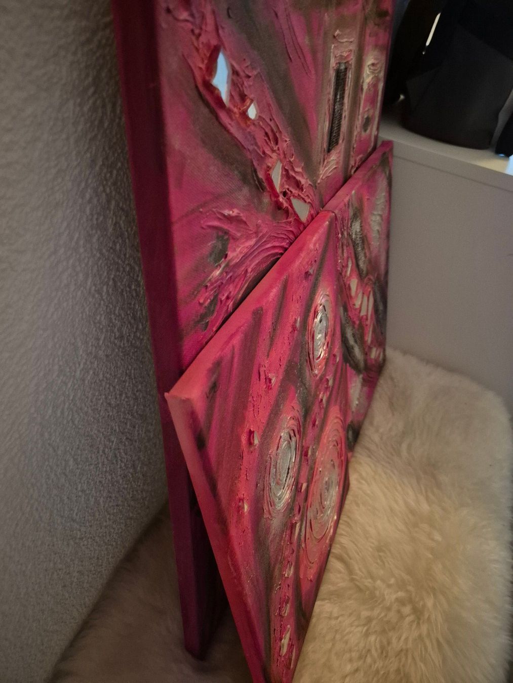 Gemälde: 3-teiliges Acryl Leinwandbild Rot – Gebraucht aus Langenthal von Camelstar 5