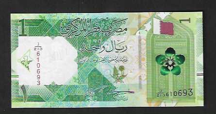 Banknoten: Qatar  1  Riyal  Bankfrisch – Neu (gemäss Beschreibung) aus Gordola von coinsandnotes