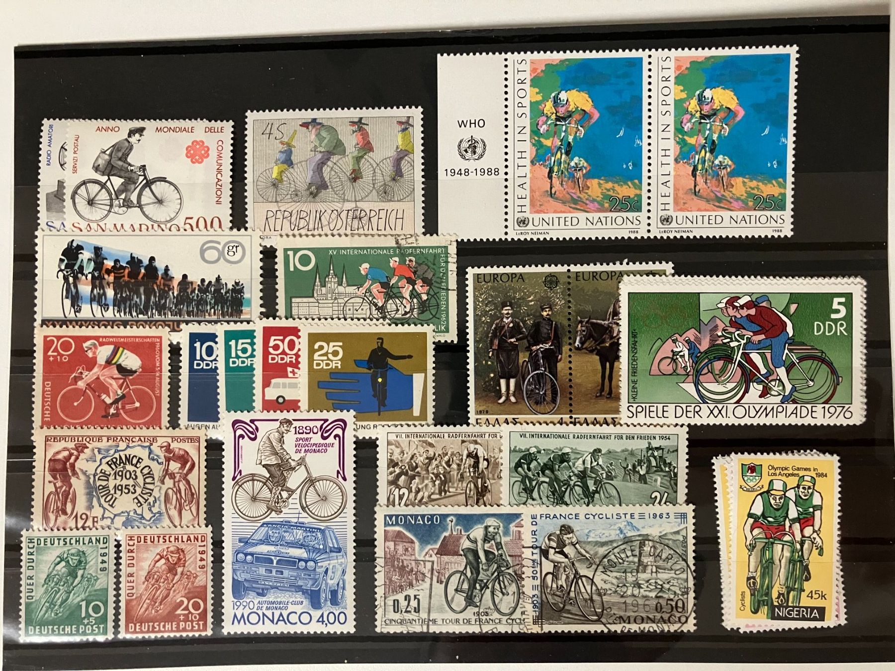 Tutti i francobolli: Motiv Cycling, 2 Einsteckkarten + 4 Briefe – Usato da Würenlos venduto da Eulenpostuhu 1