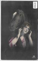 Junges Mädchen mit Pferd - coloriert