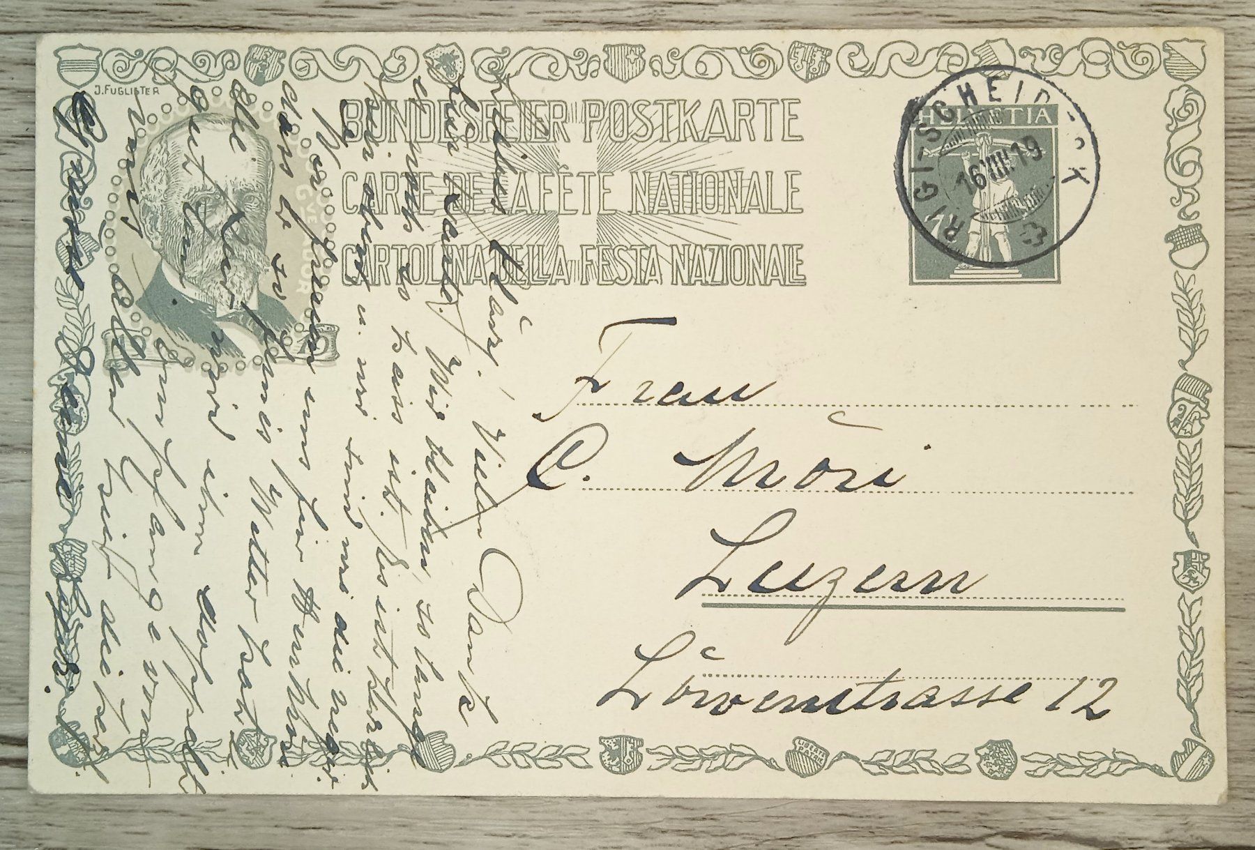Tutti i francobolli: TR59 Carte Postale Suisse 1919 – Usato da Cousset venduto da Patrick_Collections