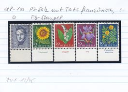 188-192 PJ-Satz mit Tabs französisch, FD-Stempel