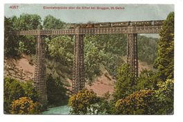 St. Gallen Bruggen alte Eisenbahnbrücke Sitter Dampfzug 1910