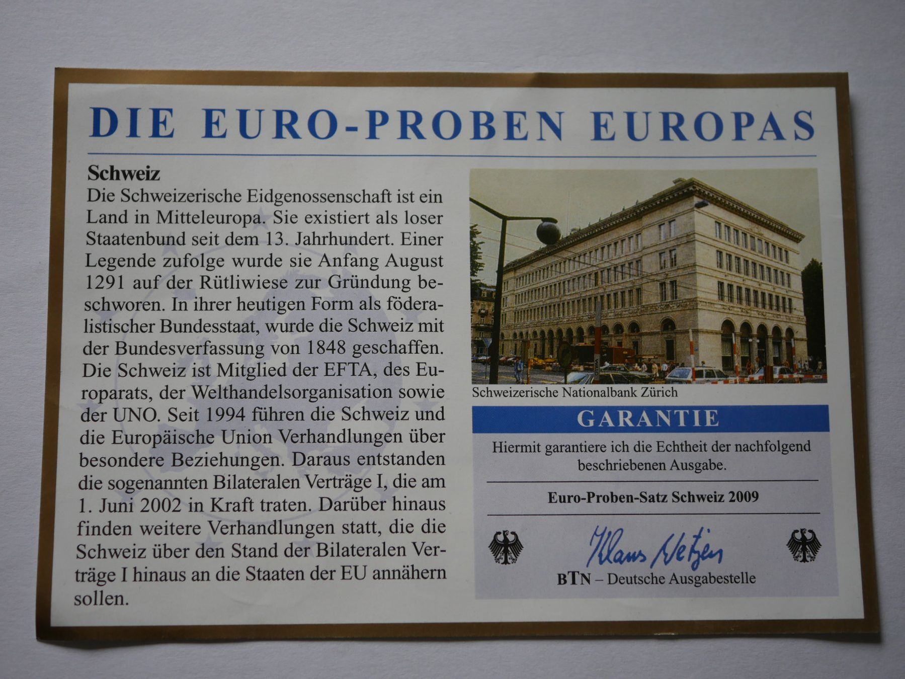 Tutti le monete: Euro Probe Schweiz 2009 ***TOP*** – Nuovo e nell'imballaggio originale da Kreuzlingen venduto da Samson01 2