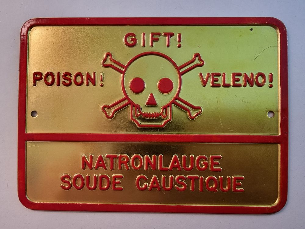 Metallschild Gift Totenkopf Gefahrgut Natronlauge ( B4 ) (Neu (gemäss ...