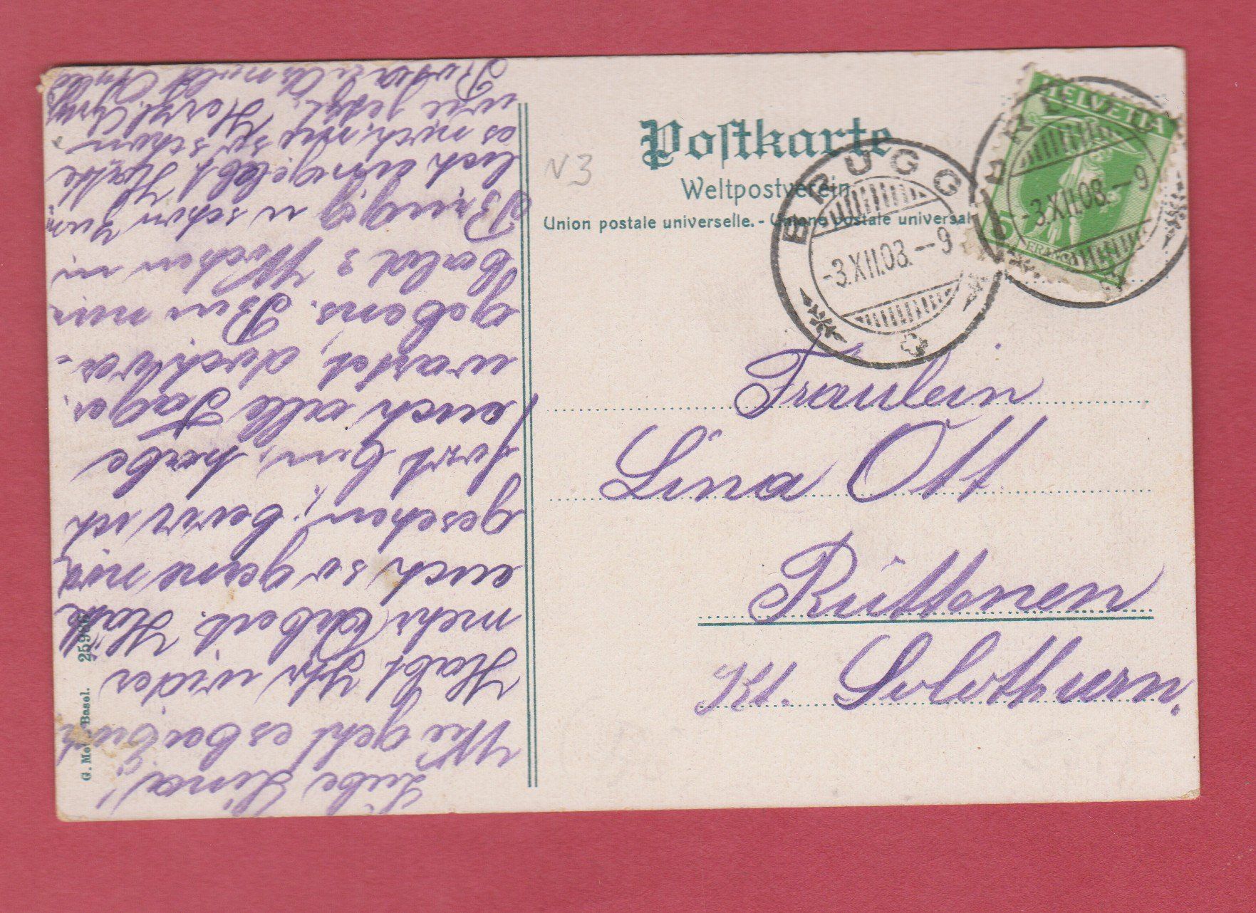 Cartoline postali: Brugg  AG   :  alte Ansichtskarte mit Kaserne + Casino 1908 – Usato da Vitznau venduto da Ropaku 1