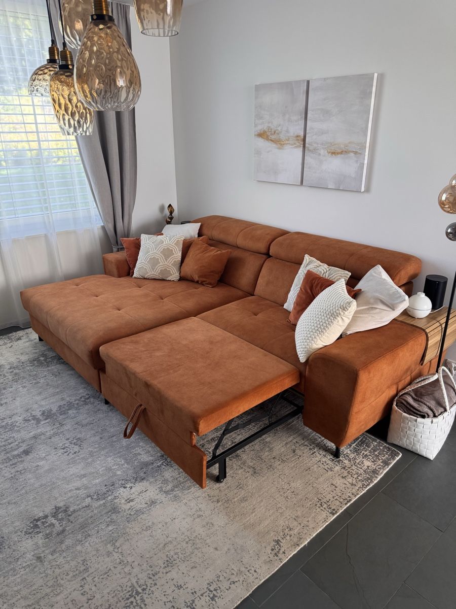 Sofas: Grosses Ecksofa in Orange/Rostfarben – mit Bettfunktion – Gebraucht aus Watt von jak_85hj 2