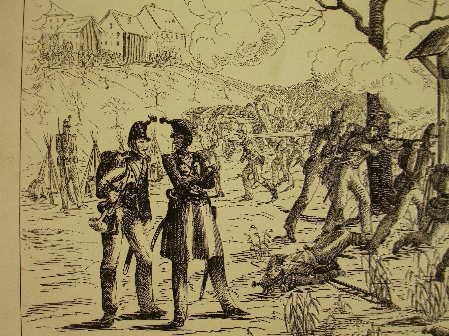 Grafiken & Lithographien: GEFECHT BEI LUNNERN, LITHORGRAPHIE, 1850 – Gebraucht aus Grüningen von Kartensammler 2