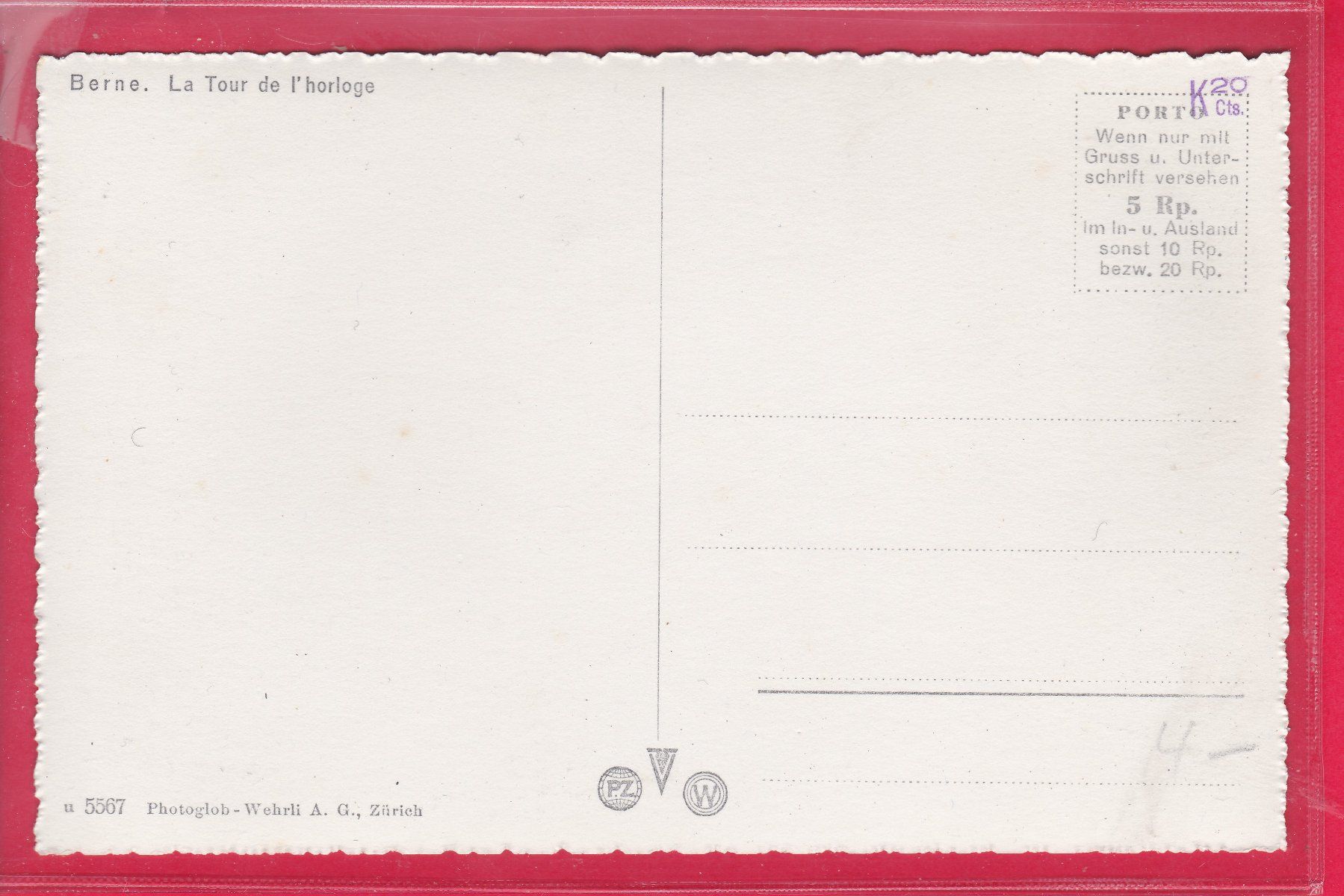 Cartoline postali: BERN, ZEITGLOCKENTURM MIT ZÄHRINGERBRUNNEN – Usato da Oberrieden venduto da Gebirgsstelze 1