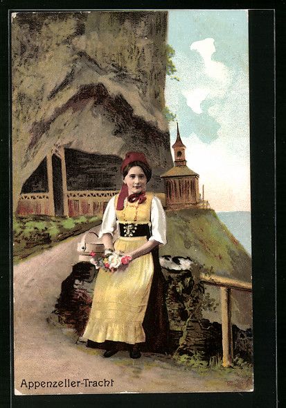 Cartes postales: Dame vor der Kapelle beim Wildkirchli /E – D'occasion à Berlin par bartko-reher
