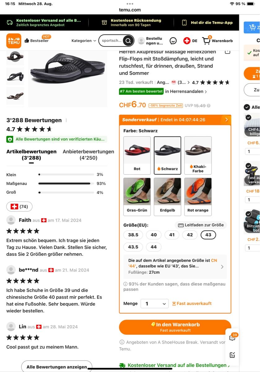 Scarpe da uomo: Herren Akupressur   Flip-Flops – Nuovo (secondo la descrizione) da Rüthi (Rheintal) venduto da Many2369 2