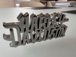 Harley Davidson Logo Schriftzug Metall Chrom Top Zustand!