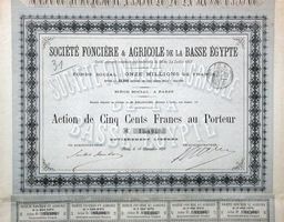 Société Foncière & Agricole de la Basse Egypte SA - 1878