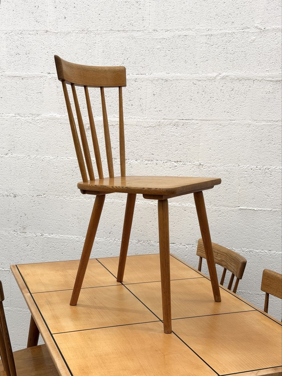 Horgen Glarus Set di tavolo e panche: Table Hans Bellmann / Horgenglarus 1950 + 4 chaises Victoria – Usato da Genève venduto da vintageMC 6